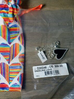 Brighton Black DAZZLING LOVE HEART 16" - 18" Necklace NWT List $58 - SHIPS FREE!